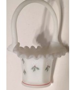 Fenton White Milk Glass Basket Hand Painted Holly Leaf Signed D Anderson... - £39.96 GBP