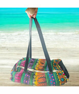 Woven Blanket Rug Barrel Style Duffle Bag Beach Tote Hippie Boho - $638.58 MXN