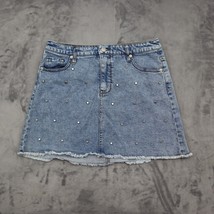 Wild Fable Skirt Womens 14 Blue Denim Flat Front Distressed Pockets Bottoms - $19.68