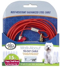 Four Paws Walk-About Puppy Tie-Out Cable for Dogs up to 25 lbs - 15&#39; long - £12.97 GBP