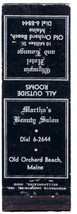 Matchbook Cover Old Orchard Beach ME Martha&#39;s Beauty Salon Olympia Hotel - $0.98