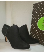 Kelly &amp; Katie Carolyn Black 9M Faux Suede Almond Toe Side Zip Ankle Boot... - $31.05 CAD
