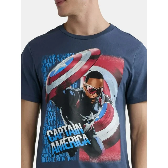 Marvel Captain America Men's Graphic Tee w/ Short Sleeves, Blue Size XL Item image 3