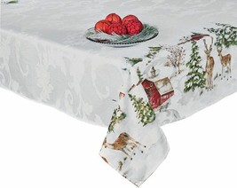 Printed Fabric Tablecloth 60&quot;x84&quot; Oblong(6-8 people)CHRISTMAS,COUNTRY HO... - £19.77 GBP