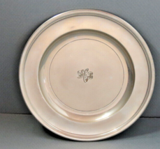 Stieff Pewter 8.5&quot; Plate Engraved D.C.B. or D. B. C.  Heavy Gift Inscription - £11.15 GBP