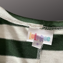 LuLaRoe Linsay Open Front Kimono Horizontal Green White Stripe Small NWT NOS image 5