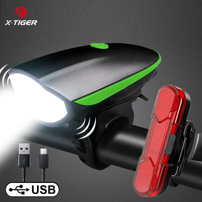 X-TIGER Bicycle Light USB Charging IPX5 Waterproof 1200mAh MTB Bike Horn... - £14.80 GBP+