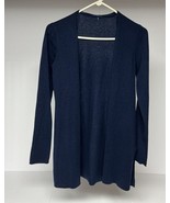 Open Front Cashmere Cardigan Sweater S Navy Blue Slits On Sides - $479.73 MXN