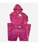Juicy Couture Bling Velour Tracksuit Hoodie &amp; Pants Set VIOLET SUNSET L ... - €77,12 EUR