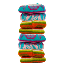 4 pairs of alpaca wool orange and turquoise long socks for women. Viva B... - £27.68 GBP