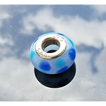 VINTAGE 925 STERLING SILVER BLUE MURANO GLASS CHARM AT - $24.45