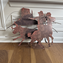 Western Cowboy Metal Wall Art 3D Steer Roping Bull 26” x 19” - $670.28 MXN