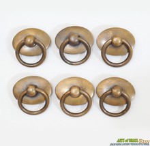 Lot of 6 Solid Brass Retro Oval Vintage Cabinet Drawer Handle Pulls -  1.45" - £25.10 GBP