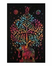 Genuine Indian Wall Hanging Tapestry Bed Sheet Psychodelic Elephant Tie Dye 84&quot; - £14.92 GBP