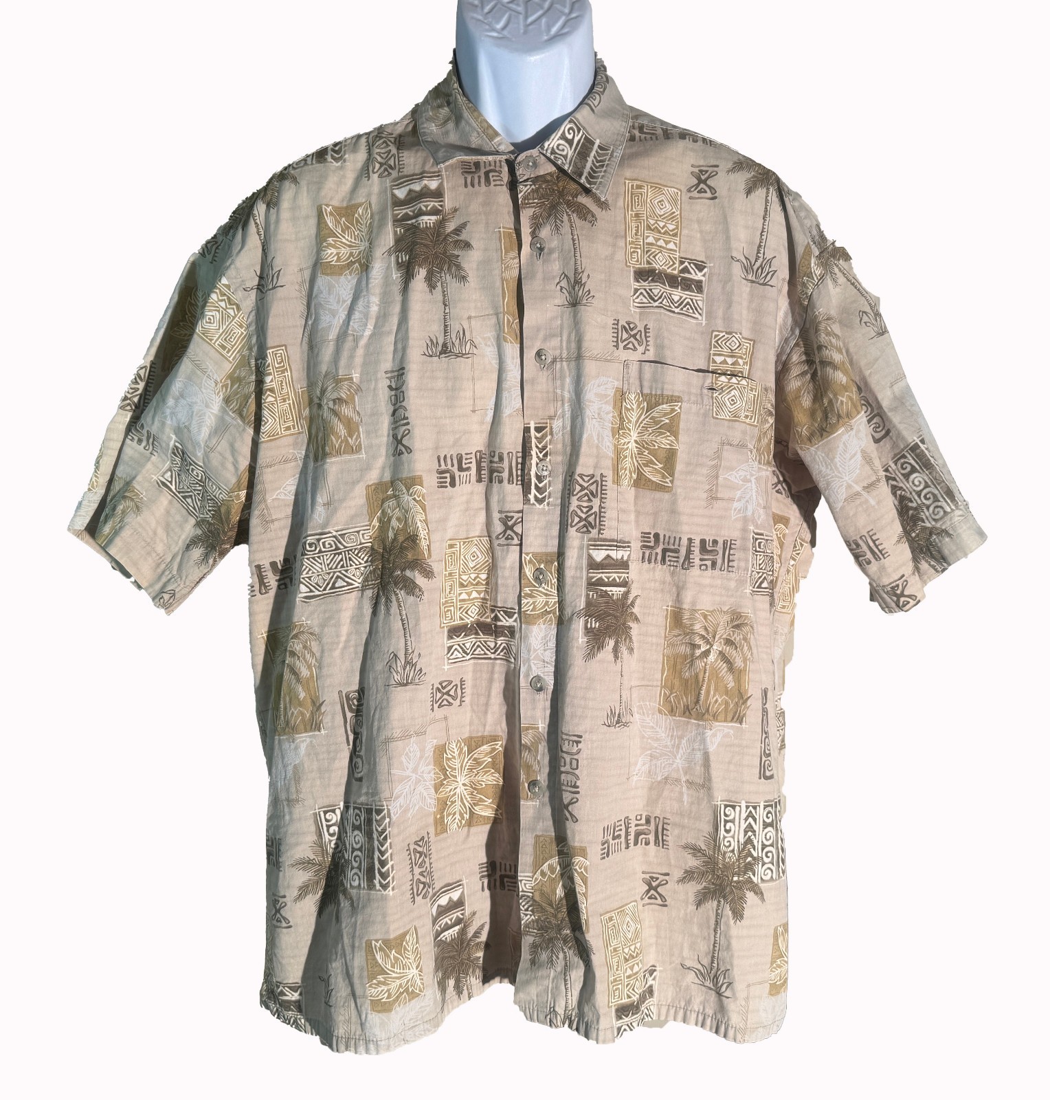 CAMPIA MODA Men&#39;s Short Sleeve Button Down Floral Shirt Brown XL - $10.88