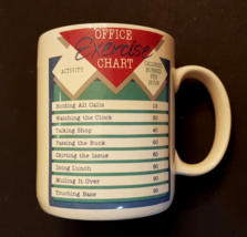 Office Exercise Chart Coffee Mug FUNNY Calorie Counter Diet VTG Hallmark Tea Cup - £11.79 GBP