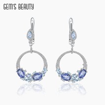 Iolite Blue Mystic Quartz Topaz Statement Dangle Earrings in Sterling Silver Han - $79.10