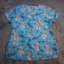 Disney Frozen Olaf Medical Top Printed Shirt Short Sleeve Uniform Women ... - £18.75 GBP