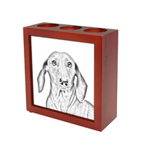 Dachshund - Wooden stand for candles/pens with the image of a dog ! NEW COLLECTI - £15.80 GBP