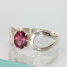 Pinkish Red Rubellite Tourmaline Oval Handmade Ladies 925 Silver Ring size 8.5 - £57.85 GBP