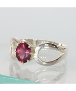 Pinkish Red Rubellite Tourmaline Oval Handmade Ladies 925 Silver Ring si... - £56.95 GBP