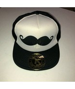 Twisted Soul Mustache Snapback Hat Cap Mesh Back Blue &amp; White NEW - $12.86