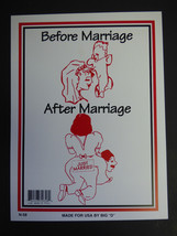 Before Marriage After Marriage (On my back) Wedding Gag Gift Funny Sign 9x12 N58 - £4.00 GBP