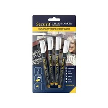 Securit Liquid Chalk Markers White - Pack of 4 | Liquid Chalk Pens, Chalk Board  - $31.00