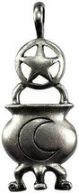 Wicca Pewter Pentagram Cauldron Pendant Rebirth Amulet Spiritual Protection - $770.22 MXN
