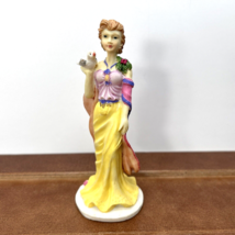 Vintage Hand-Painted Resin Victorian Lady Woman White Bird Yellow Dress Figurine - £13.44 GBP