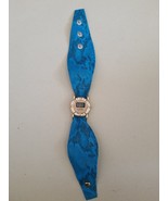 Quintel Digital Watch Blue Alligator Print Band Snap Adjustable 8.5 Inches - £3.10 GBP