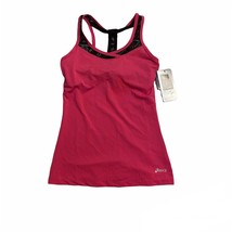 Asics Womens Sabadell Tank, Pink Black, Strappy, Size XS NWT WR0292RT - $14.99