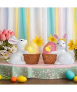 AMOYYT Easter Bunny Figurines Resin LED Rabbit Statue 4.5in Set of 2 - €16,73 EUR