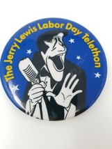 The Jerry Lewis Labor Day Telethon Button Pin Vintage 1981 Blue Gold - $11.35