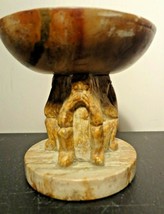 Morality Monkies Handcarved Stone Candle Holder - $12.55