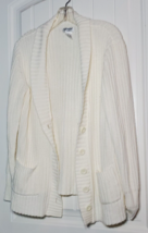 Liz Baker Chunky Sweater Button Up Ivory Casual sz. M Petite - £10.89 GBP