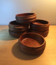 Set of 6 Vintage 60s Kalmar teak wood salad bowls