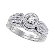 10k White Gold Round Diamond Bridal Wedding Engagement Ring Band Set 1/2 Cttw - £613.00 GBP