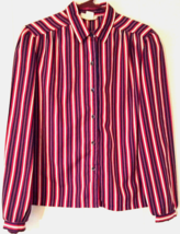Vintage 70 Cape Cod blouse size 14 women button up striped made in USA - £10.06 GBP
