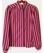 Vintage 70 Cape Cod blouse size 14 women button up striped made in USA - £10.05 GBP