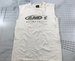 Vintage And1 T Shirt Mens Medium White Basketball Logo Graphic Cut Off USA - $18.49