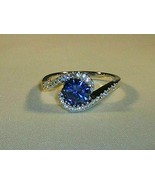 14k White Gold Plated 2CT Round Lab-Created Blue Sapphire Solitaire Wome... - £46.59 GBP