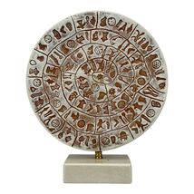 Phaistos Disk Museum Replica Handmade Ceramic Minoan Palace 1700B.C. White - $59.07