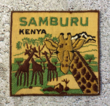Vintage Patch Samburu Kenya Africa Giraffes Embroidered - £6.73 GBP