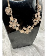 Crystal &amp; Pink Faux Opal Flower Statement Necklace Downton Abbey The Gil... - $373.49 MXN