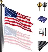 Yescom 25Ft Sectional Flag Pole Kit Black Heavy Duty Aluminum Flagpole F... - £106.44 GBP