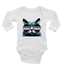 Cat with Sunglasses Onesie, Long or Short Sleeves White - £17.57 GBP