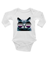 Cat with Sunglasses Onesie, Long or Short Sleeves White - $21.99