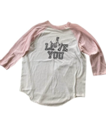 Vtg Baseball Style T Shirt ILY ASL I Love You Hand XL Ladies Pink White ... - $16.78