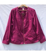 Magenta Luxe Twill Utility Jacket Chico&#39;s Size 3 (16/18) Cotton Blend - £19.75 GBP